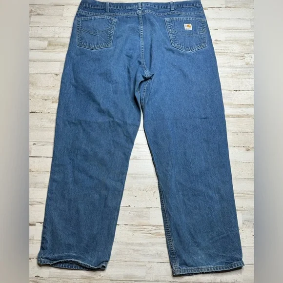 Carhartt FR Denim Blue Work Jeans Relaxed Fit Men 44x30 Workwear FRB100DNM USA - Picture 9 of 9